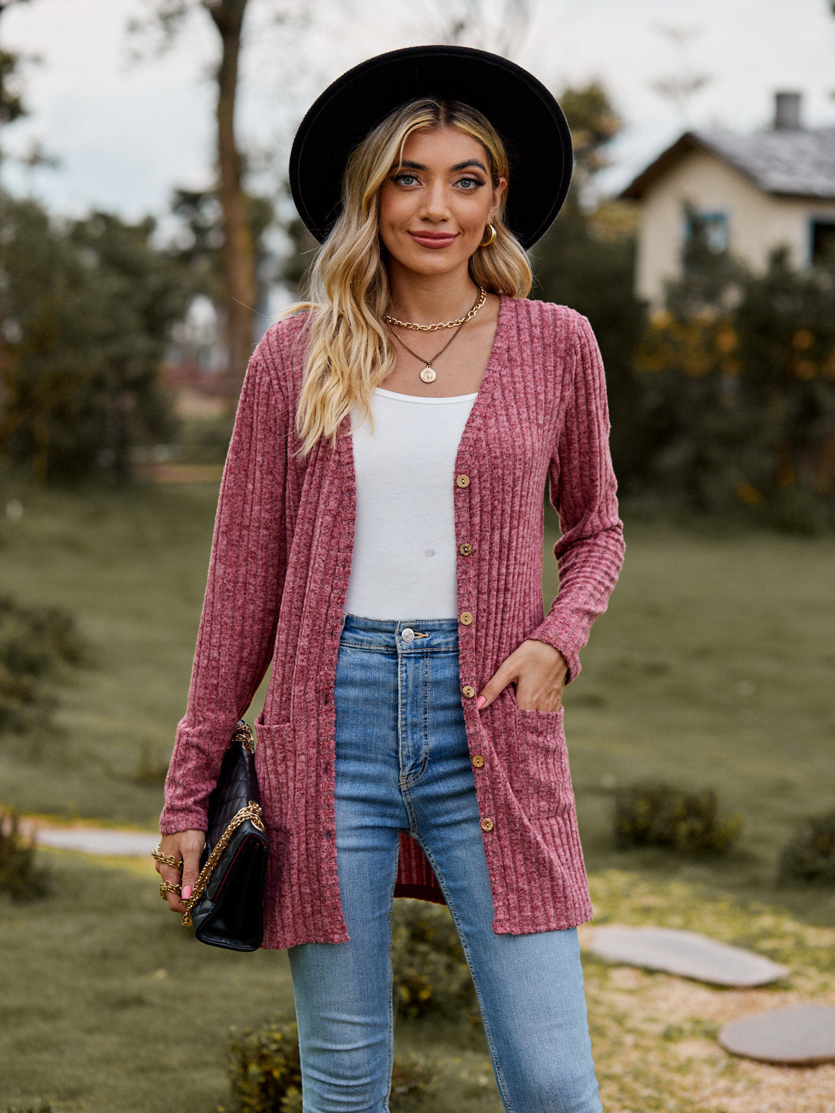 Fall Women's Clothing Sunken Stripe Solid Color Long Sleeve Women's Sweater NorixaFashion.com