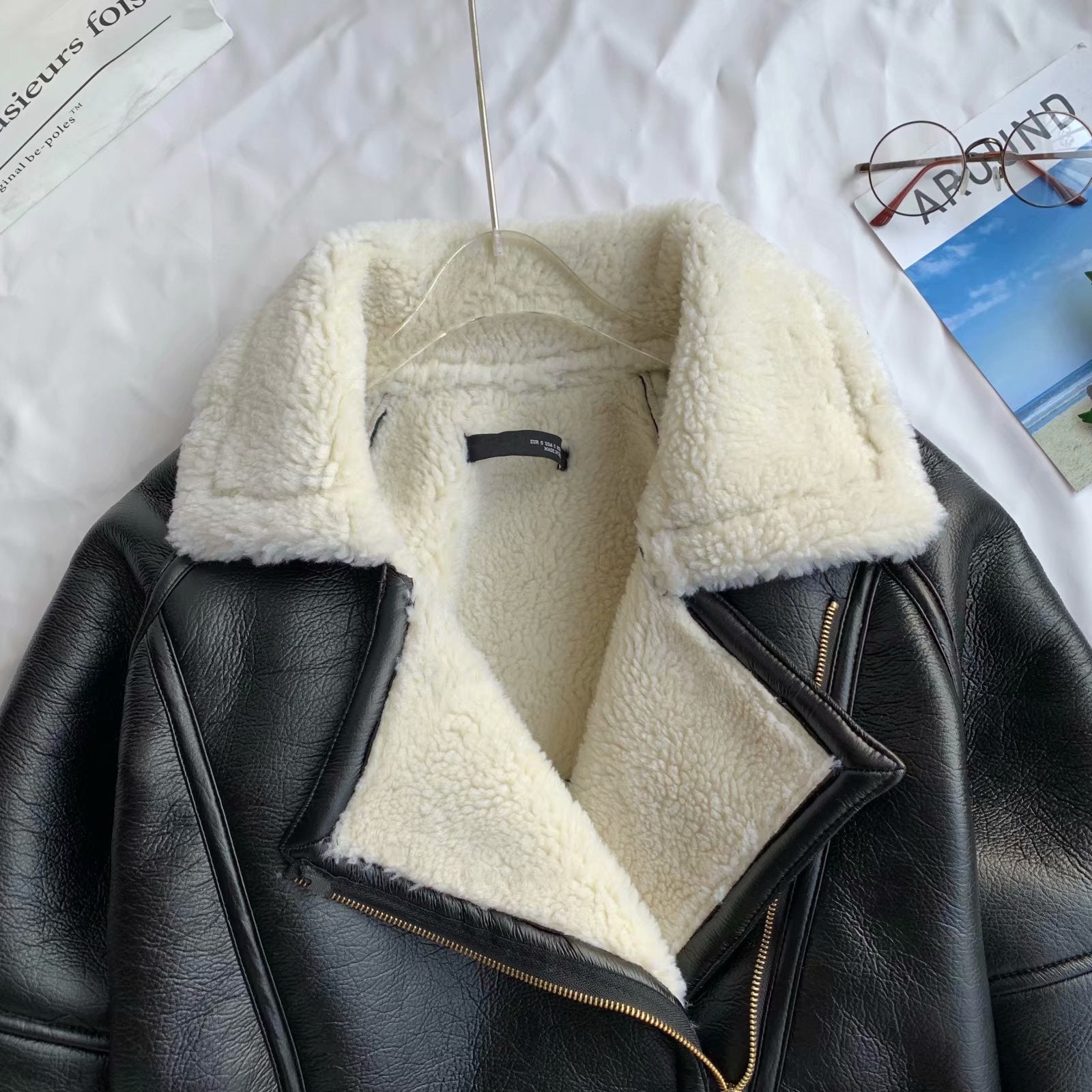 Motorcycle style lapel fur coat Best YouTube Store