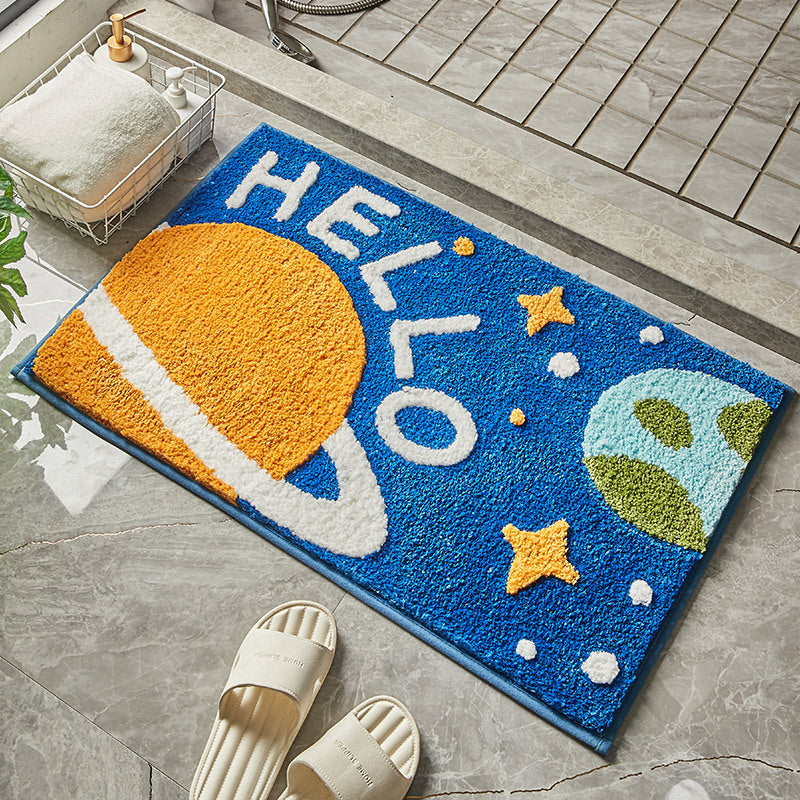 Household Cartoon Flocking Bathroom Absorbent Non-slip Floor Mat