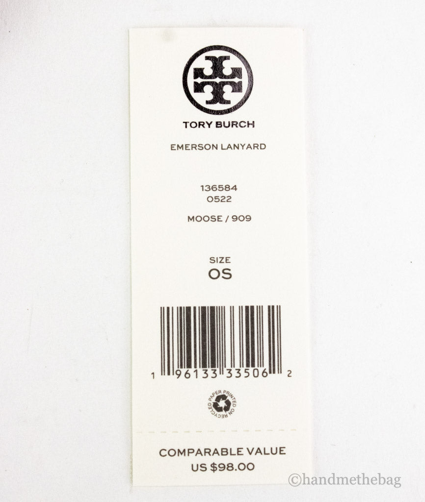 Tory Burch Emerson Moose Leather Necklace Lanyard Card Case LadyShow.Store