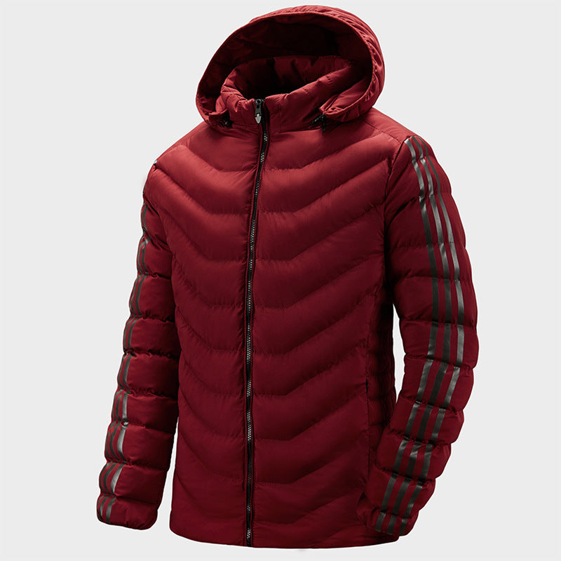 Men's lapel casual hooded jacket