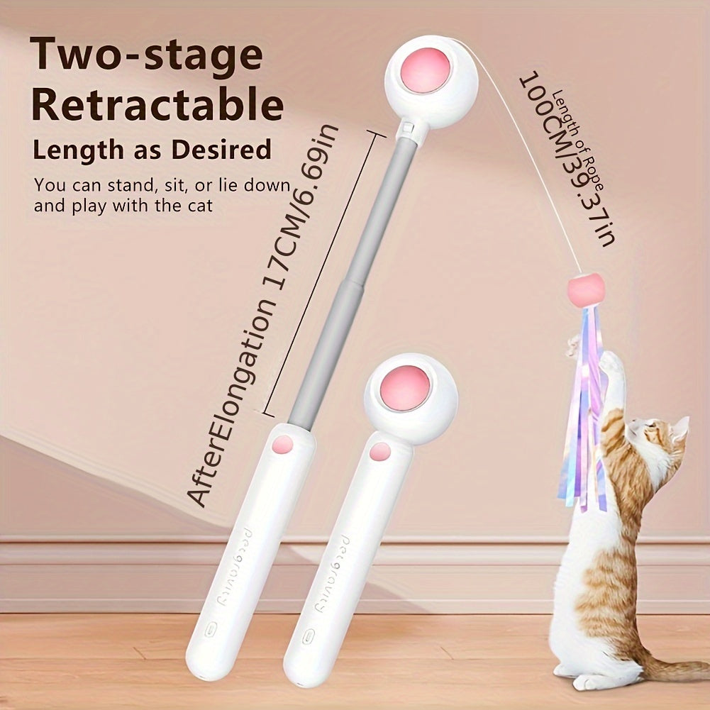 Cat Teaser Stick, Retractable Cat Wand With Replacement Head, Cat Feather Toy, Cat Interactive Toy For Indoor Cats For Relief Boredom And Exercise Pets Fashion