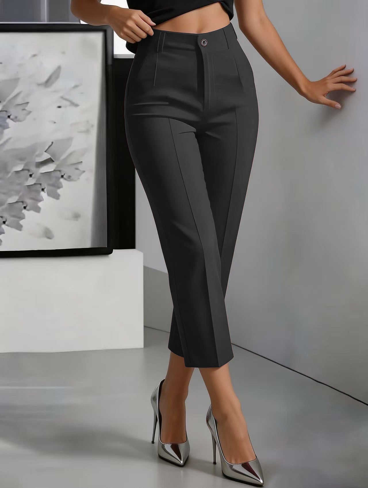 Women's High-Waisted Drapey Straight-Leg Pants NorixaFashion.com