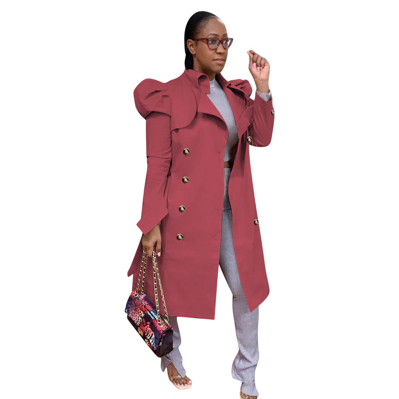 Pure Color All-match Long Trench Coat Women's Clothing Best YouTube Store
