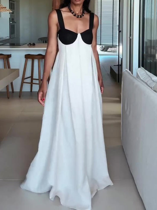 Two - Tone Bustier - Style Maxi Dress With Open Back NorixaFashion.com