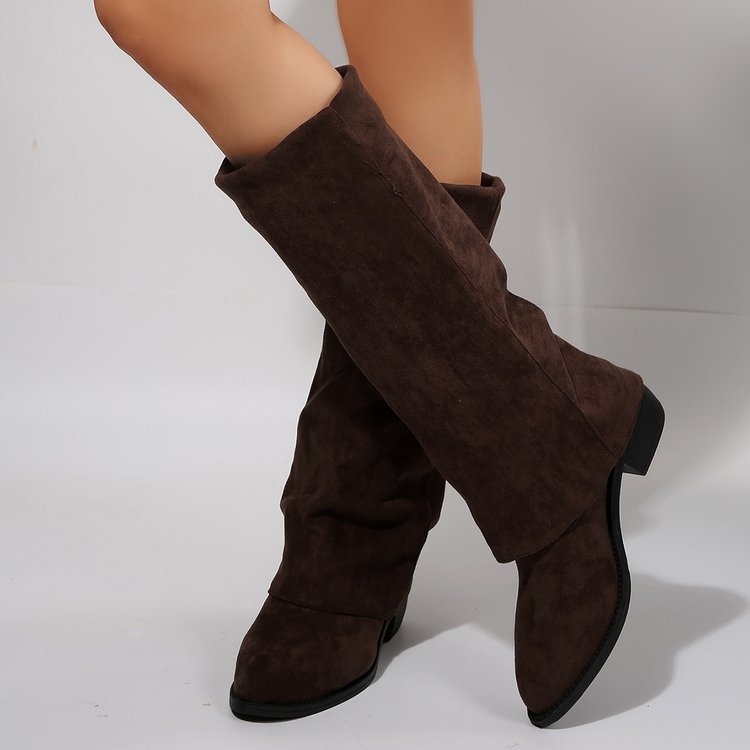 Chunky Heel Cowboy Boot Plus Size Knight Frye Boot LadyShow.Store