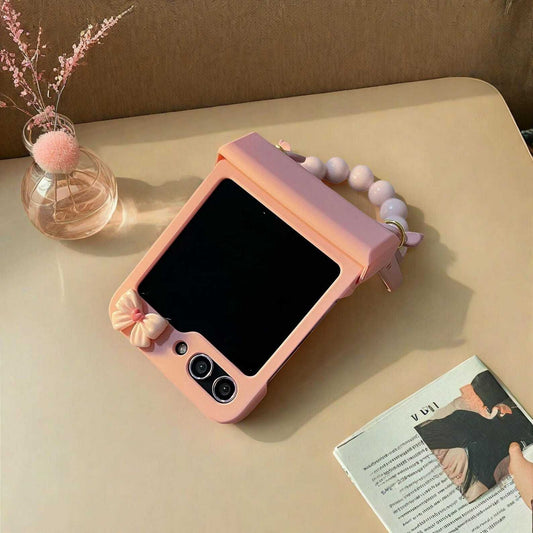 Cute Bow Bracelet Chain Case for Samsung Galaxy Z Flip 6 5 4 3 - Hinge Protection & Stylish Cover, Fits Z Flip 5 Flip 6 LuxuryLifeWay Online Store