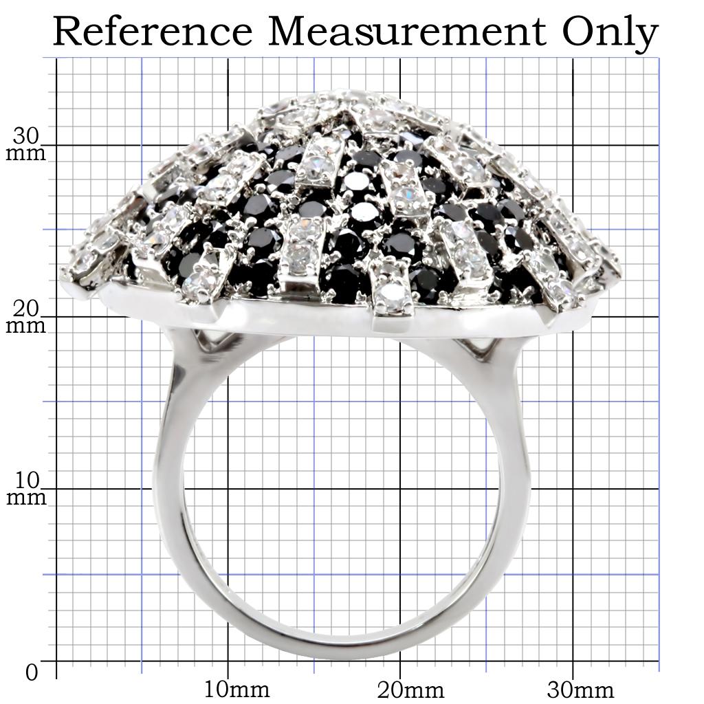1W029 - Rhodium Brass Ring with AAA Grade CZ  in Black Diamond LuxuryLifeWay Online Store