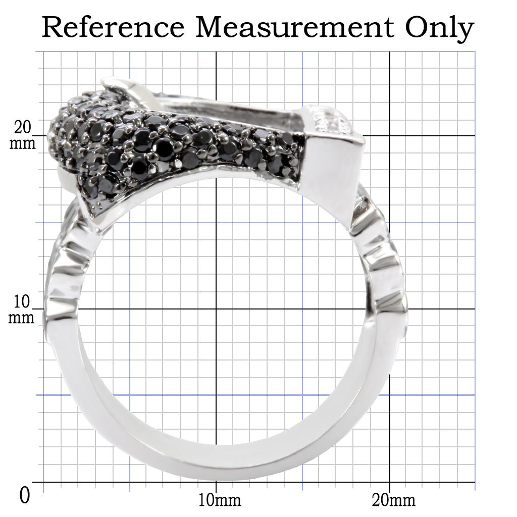 1W048 - Rhodium + Ruthenium Brass Ring with AAA Grade CZ  in Black Diamond LuxuryLifeWay Online Store