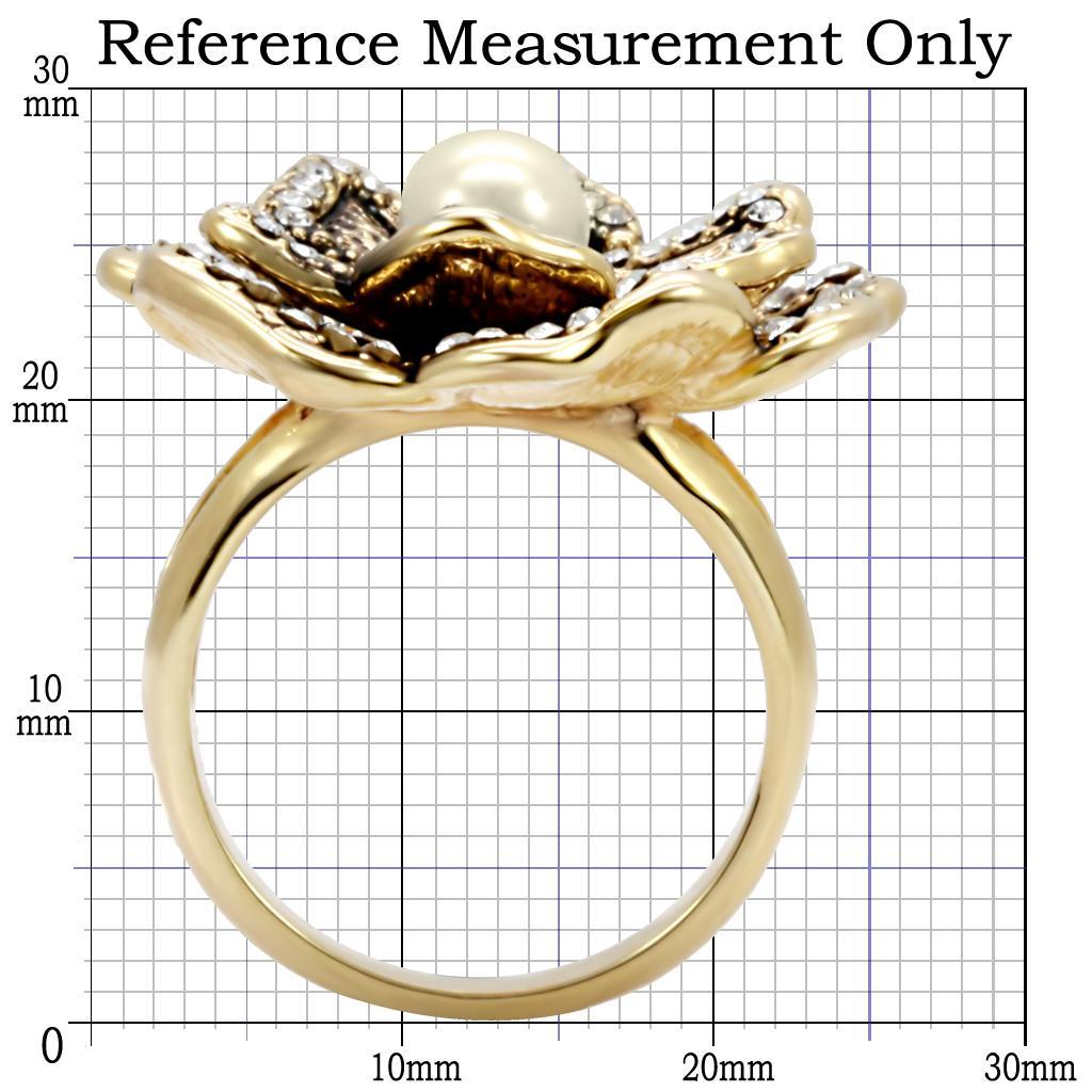 1W063 - Gold Brass Ring with Synthetic Pearl in Citrine Yellow LuxuryLifeWay Online Store