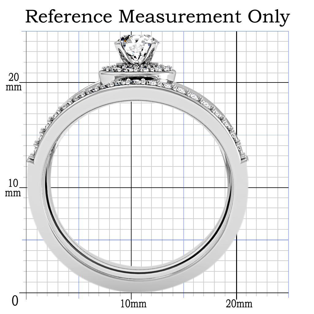 1W164 - Rhodium Brass Ring with AAA Grade CZ  in Clear LuxuryLifeWay Online Store