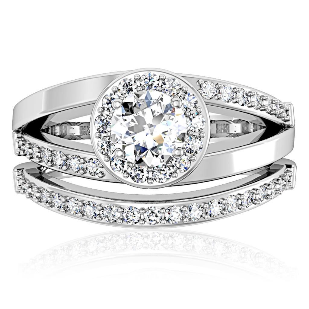 1W164 - Rhodium Brass Ring with AAA Grade CZ  in Clear LuxuryLifeWay Online Store