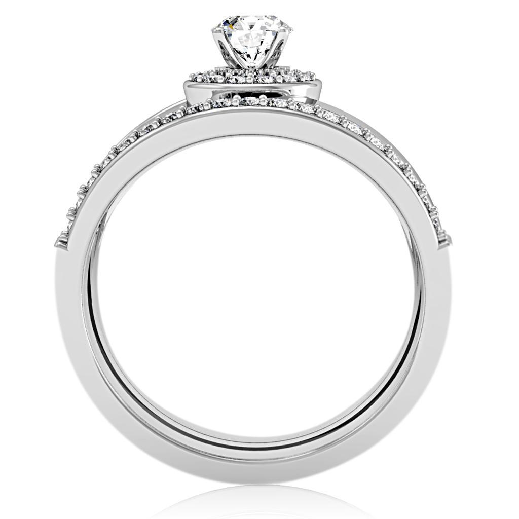 1W164 - Rhodium Brass Ring with AAA Grade CZ  in Clear LuxuryLifeWay Online Store