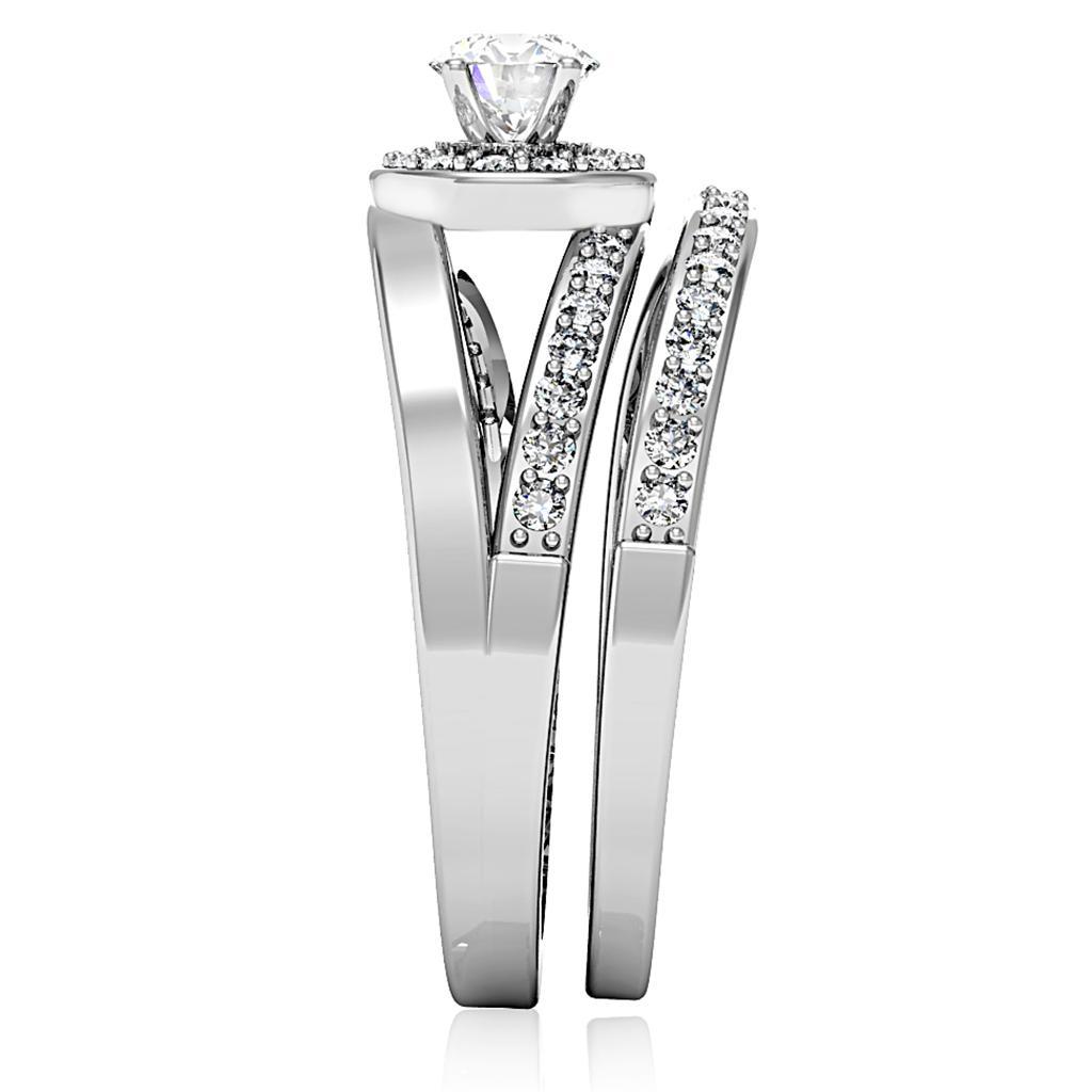 1W164 - Rhodium Brass Ring with AAA Grade CZ  in Clear LuxuryLifeWay Online Store