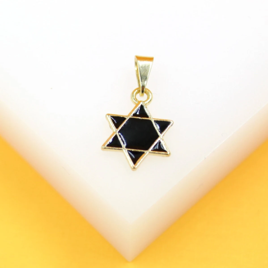 18K Gold Filled Black Enamel Star of David Pendant LuxuryLifeWay Online Store
