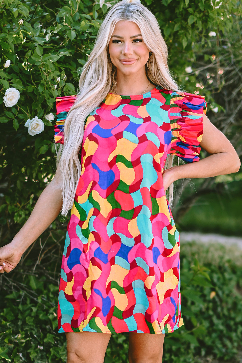 Amaia Ruffle Sleeve Shift Dress LuxuryLifeWay Online Store
