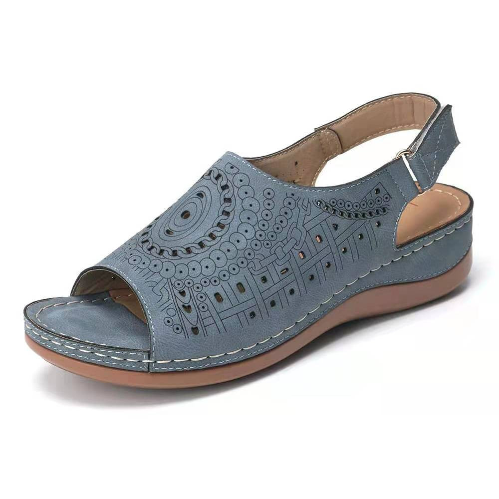 Large Size Hollow Flat Open Toe Fish Mouth Retro European Shoes LadyShow.Store