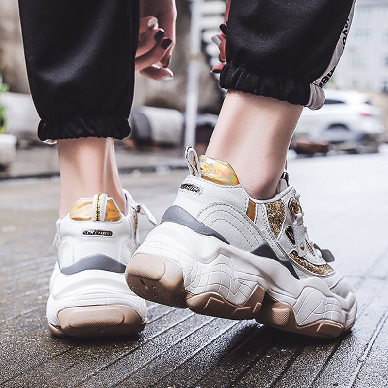 Women’s Sequin Chunky Sole Sneakers (Dad Shoes) LadyShow.Store
