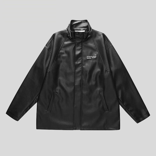 Pu Leather Men's And Women's Casual All-match Trendy Ins Jacket Best YouTube Store