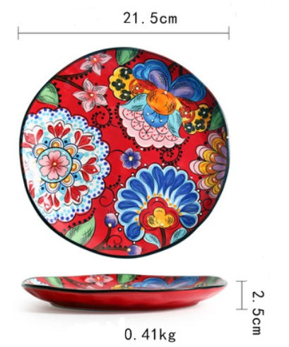 Underglaze Ceramic Tableware Bohemian Household Dishes LadyShow.Store