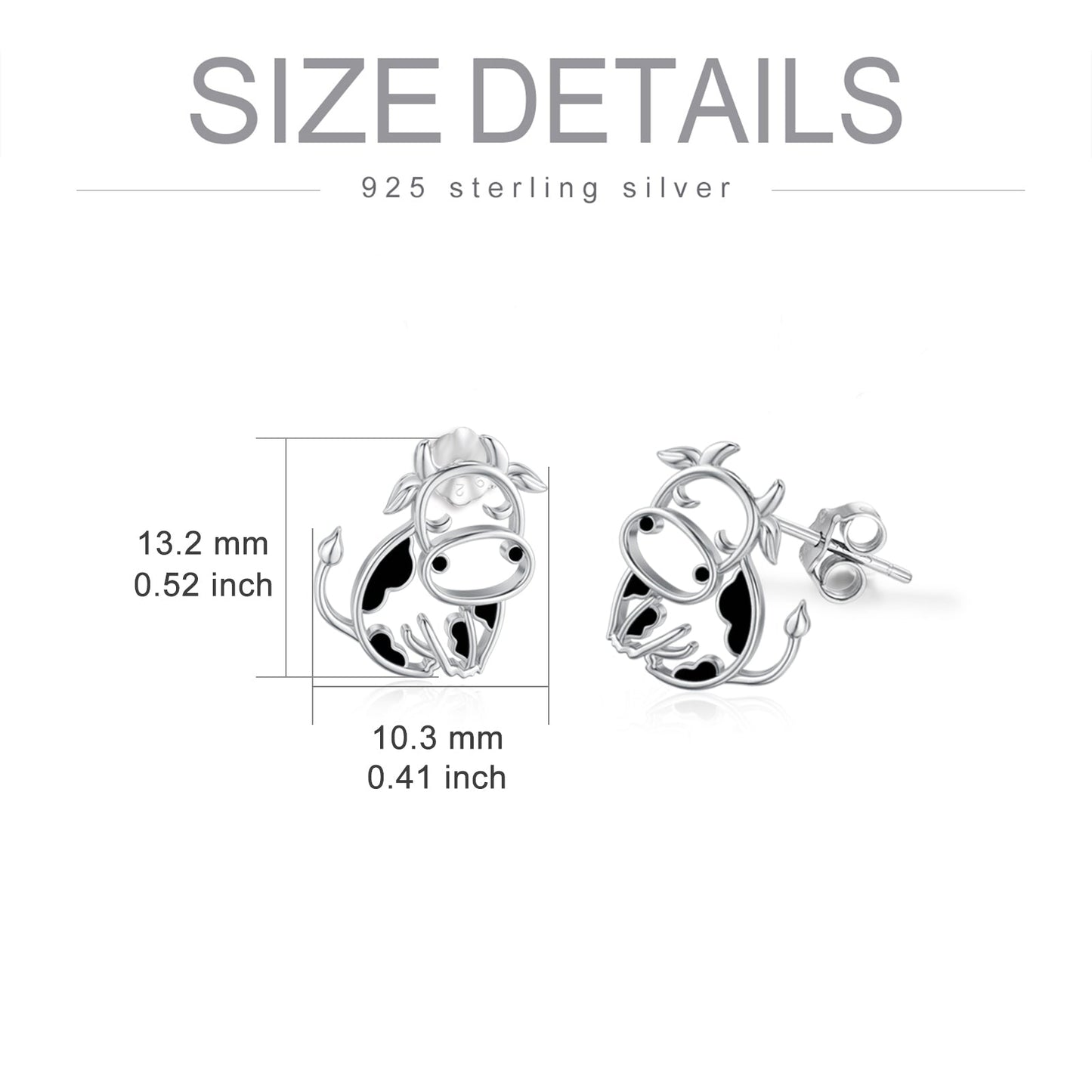 Cow Earrings 925 Sterling Silver Cow Stud Earrings for Women Cow Gifts for Birthday LadyShow.Store