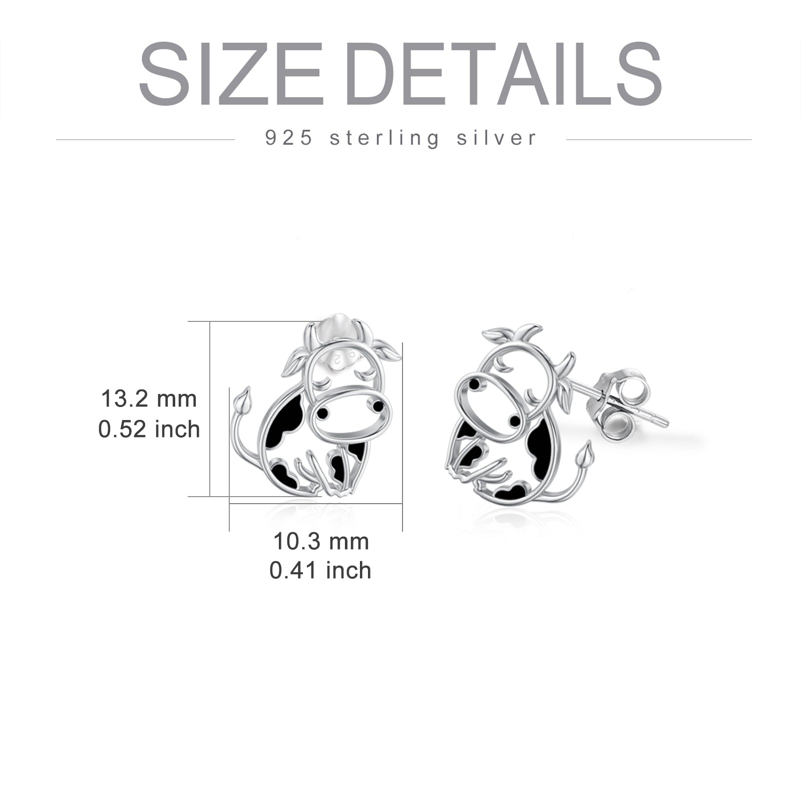 Cow Earrings 925 Sterling Silver Cow Stud Earrings for Women Cow Gifts for Birthday LadyShow.Store