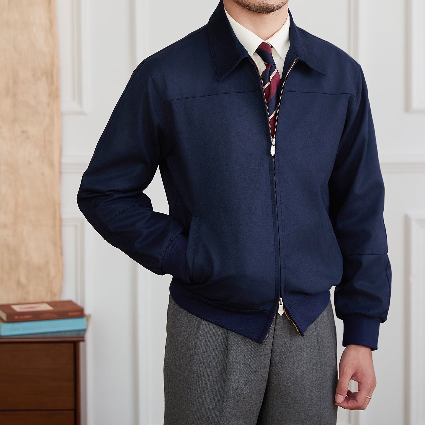 Suede Bomber Jacket Men's Casual Turn-down Collar Coat