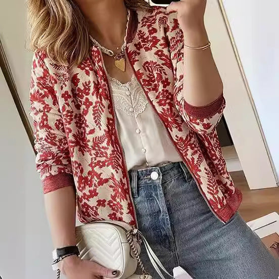 Women's Jacket Zipper Casual Bomber Jacket Coat Stand Collar Short Clothes