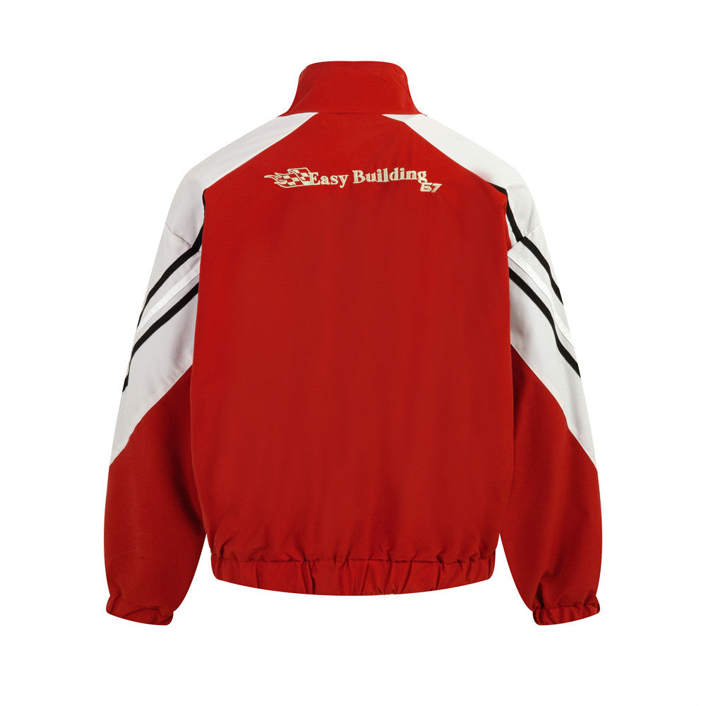 Motorcycle Racing Suit Jacket Stitching Contrast Color Design Sense Men LadyShow.Store