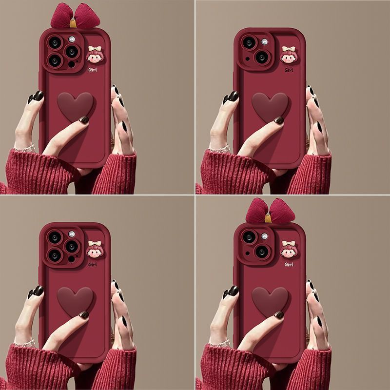 Wine Red Love Girl Phone Case