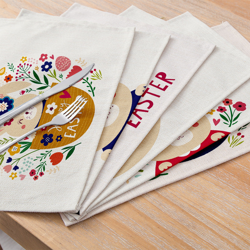 Home Cartoon Rabbit Kitchen Insulation Coaster Anti-scalding Cotton And Linen Western Placemat PearlNestDecor.com