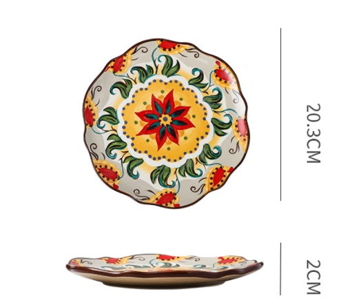 Underglaze Ceramic Tableware Bohemian Household Dishes LadyShow.Store