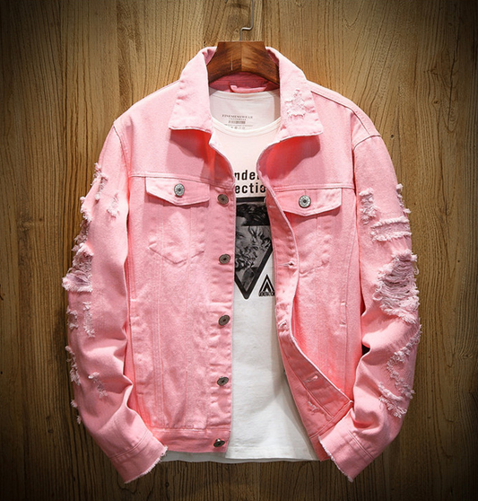 Men's Ripped Denim Jacket Pi-Mart