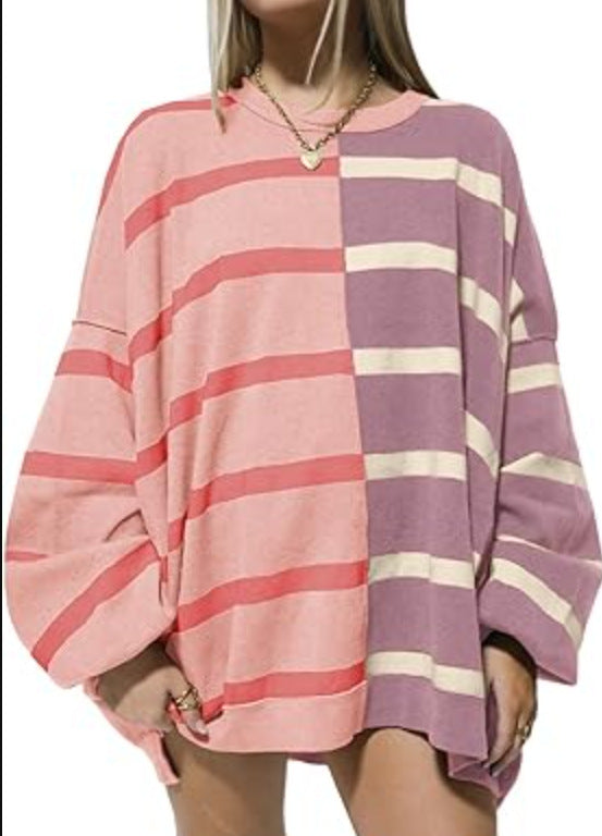 Striped Knitted Long-sleeved Sweater For Women NorixaFashion.com