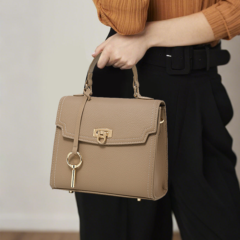 Fashion Litchi Pattern Lock Vintage Handbag LadyShow.Store