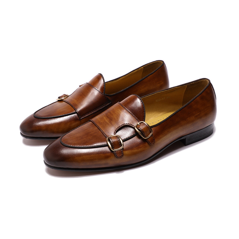 Double Buckle Cowhide Leather Shoes Best YouTube Store