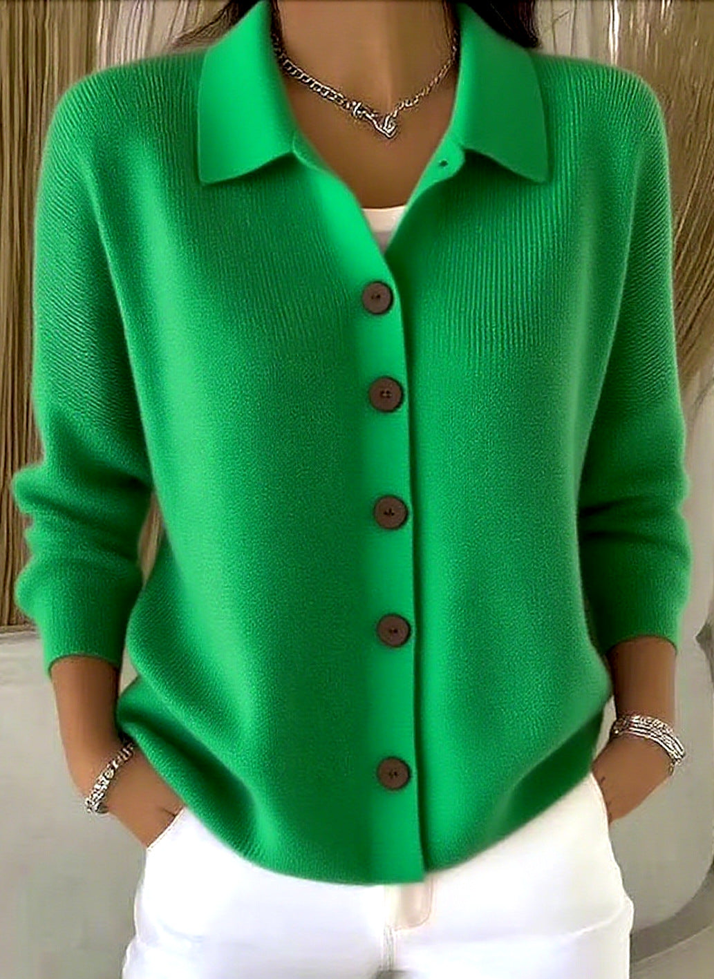 Button-knitted Lapel Sweater Cardigan Coat For Women LadyShow.Store