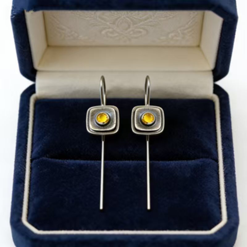 French-Style Vintage Geometric Square Distressed Pearl Earrings LuxuryLifeWay Online Store