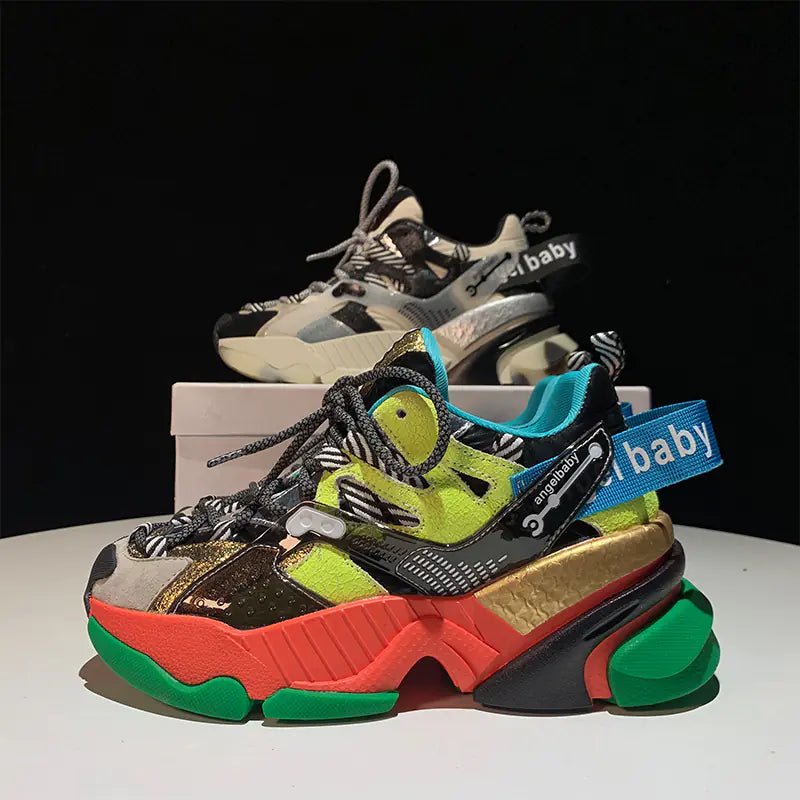 Trendy Color Block Platform Sneakers for Women