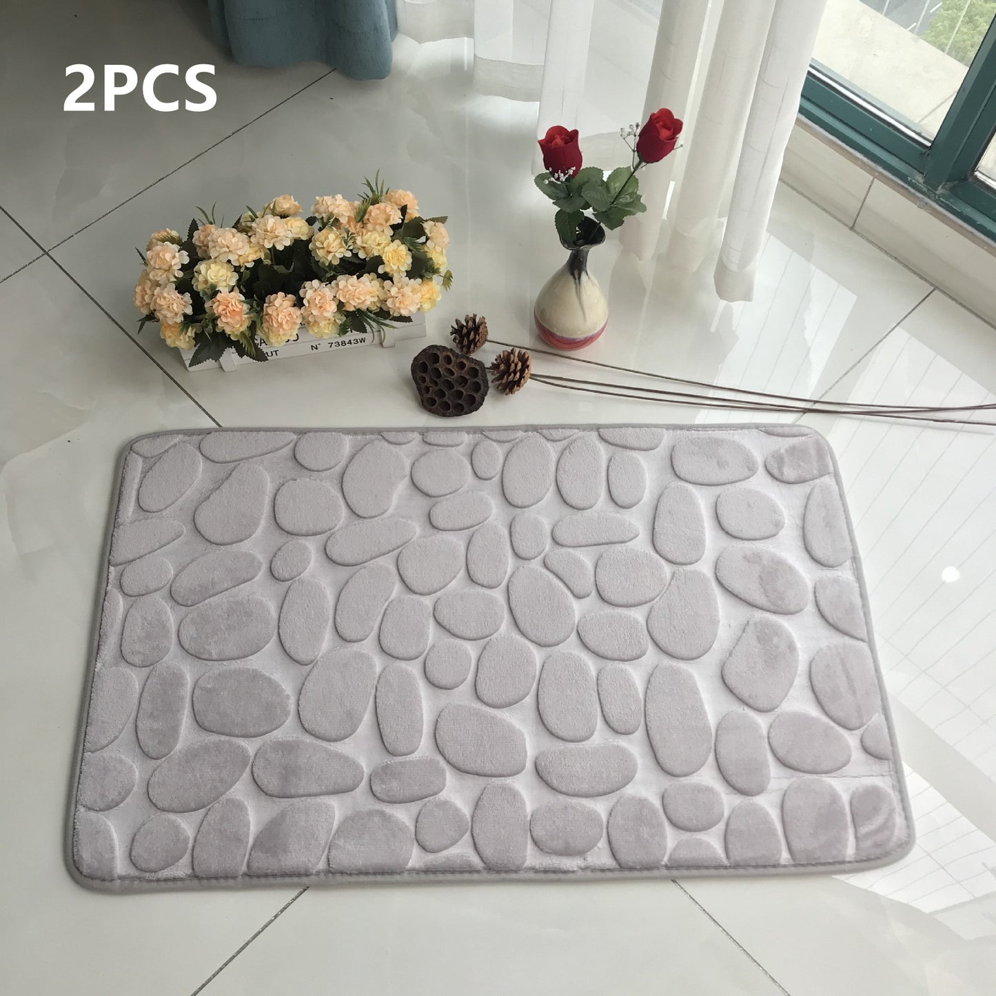 Absorbent Non-slip Stone Embossed Carpet Floor Mat