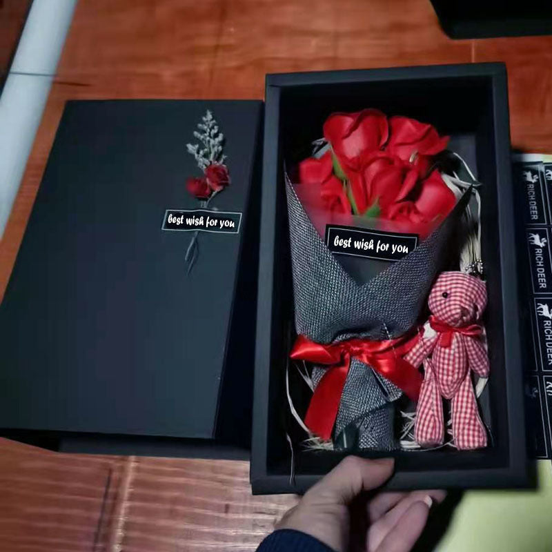Soap Flower Bear Gift Box Birthday Gift Mother's Day 7 Carnation Valentine's Day Gift Box LuxuryLifeWay Online Store