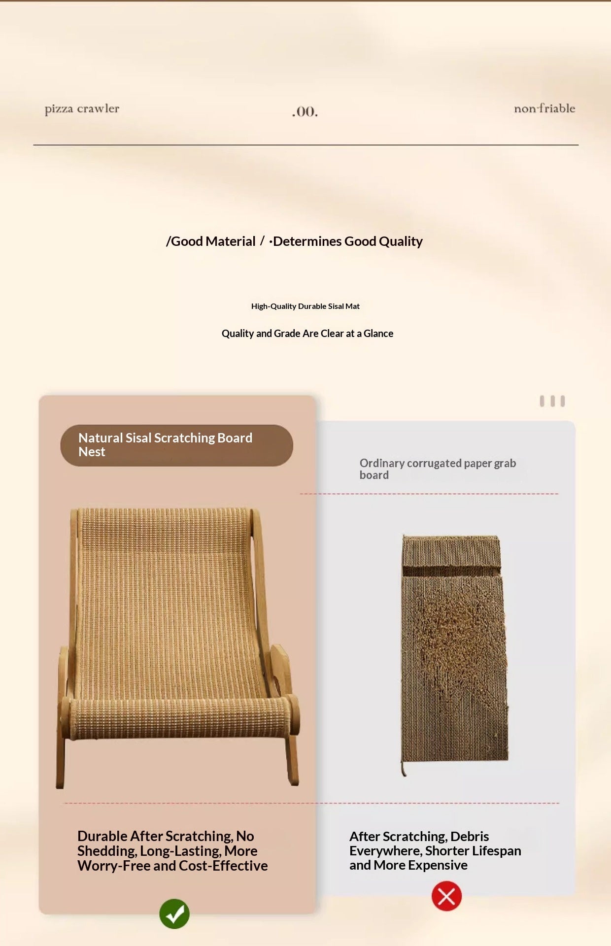 Sisal Cat Scratcher Bed Lounge, Wear-Resistant Low-Shedding Toy Pets Fashion