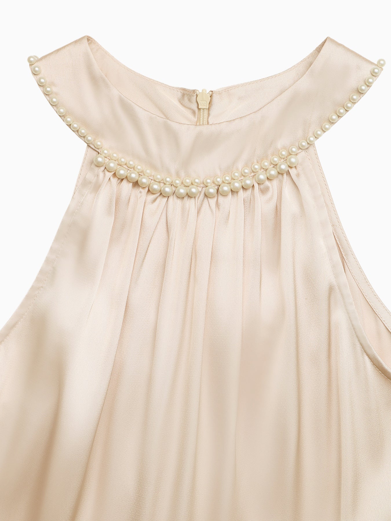 Pearl Halter High Waist Flowy Midi Dress NorixaFashion.com