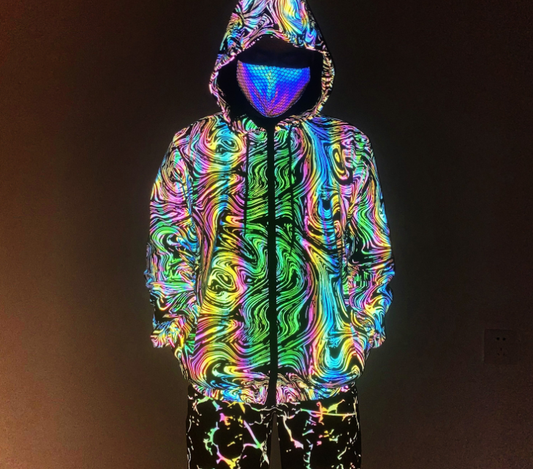 Reflective Work Jacket with Loose Fit and Letter Design Pi-Mart