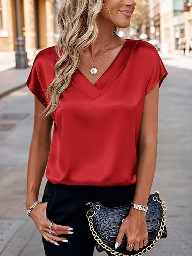 Women's Business V-Neck Casual Pullover Top LadyShow.Store