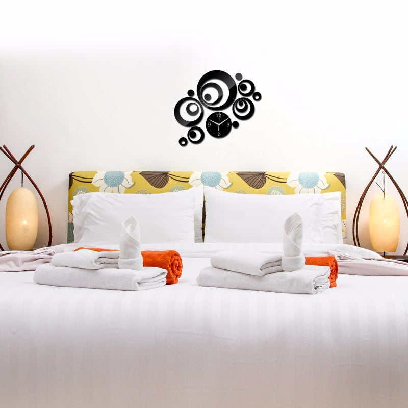 Creative Diy Circle Mirror Clock Wall Sticker PearlNestDecor.com