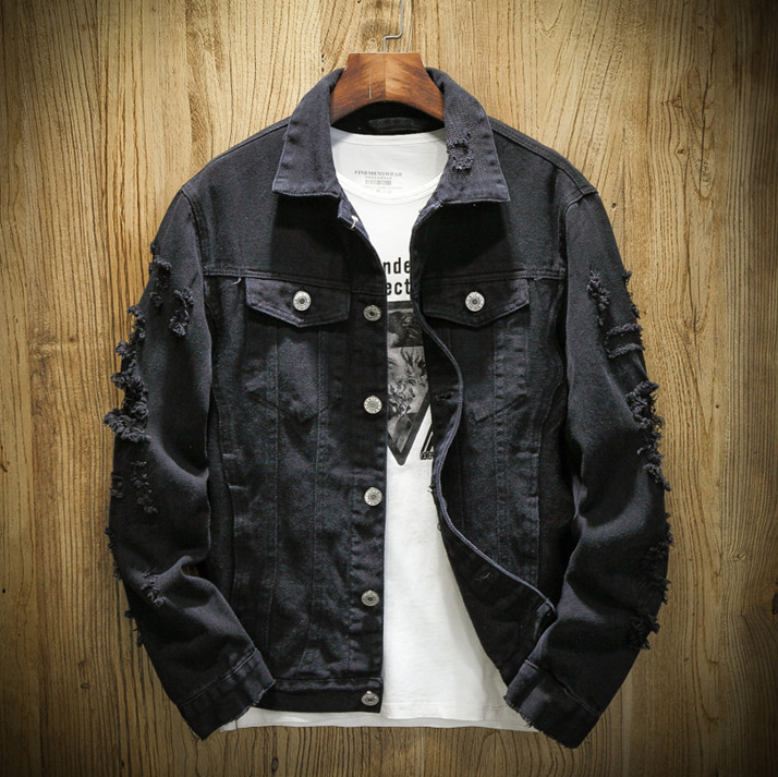 Men's Ripped Denim Jacket Pi-Mart