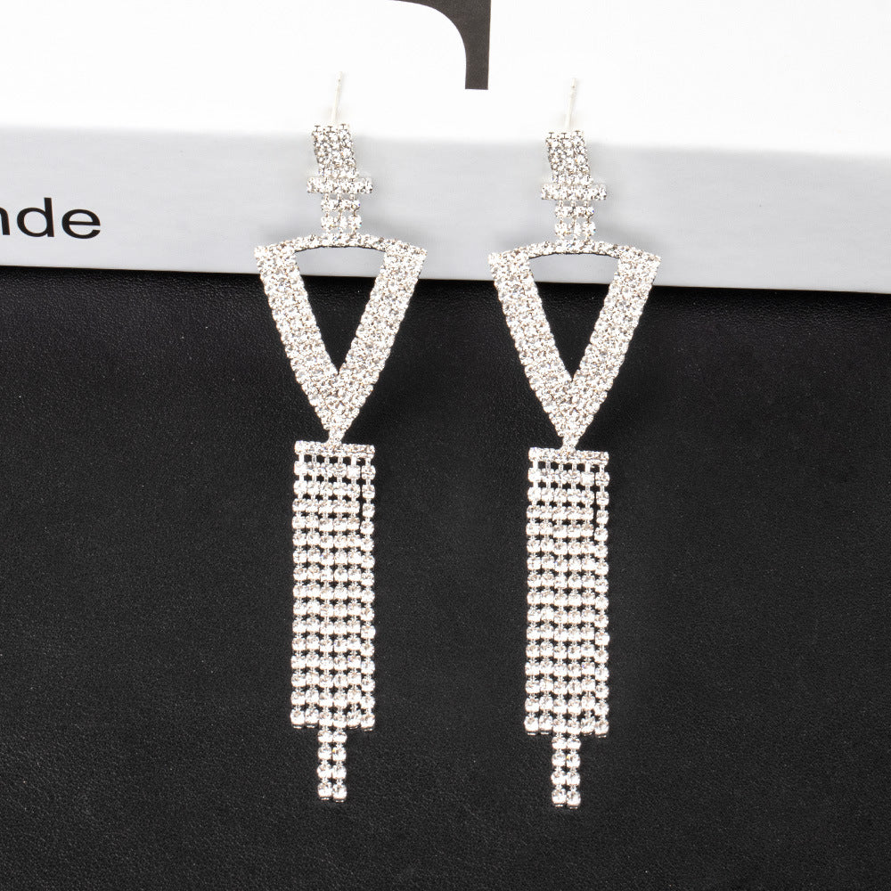 Fashion Jewelry 925 Silver Needle Ornaments Rhinestone Letter B Earrings Banquet Tassel Ear Ornaments Female CJD2