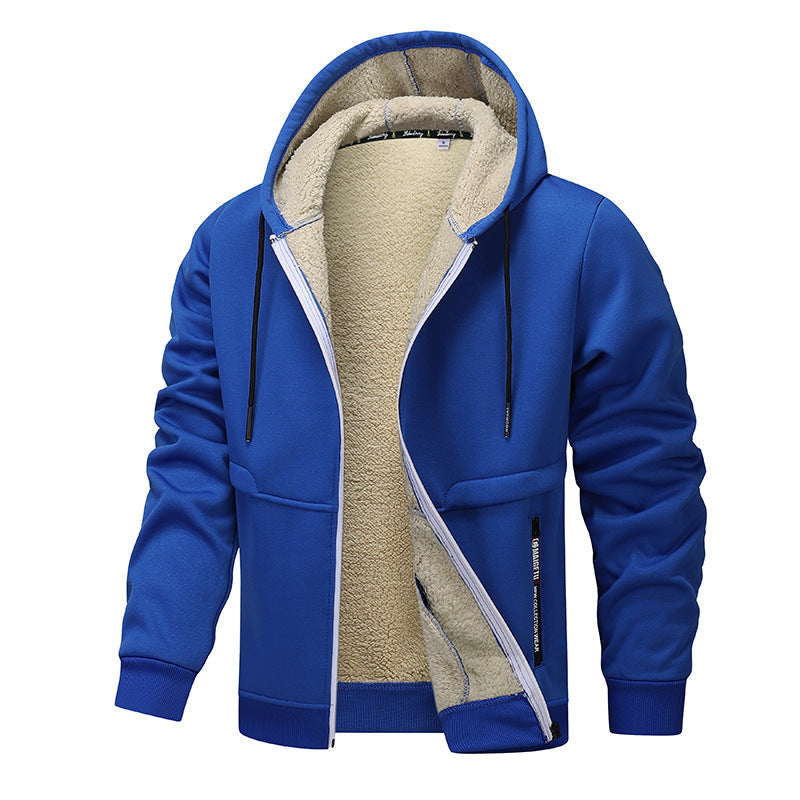Casual Hoodies For Men Heavyweight Fleece Sweatshirt Winter Thick Sherpa Lined Hooded Zipper Jacket Thick Streetwear Coats LadyShow.Store