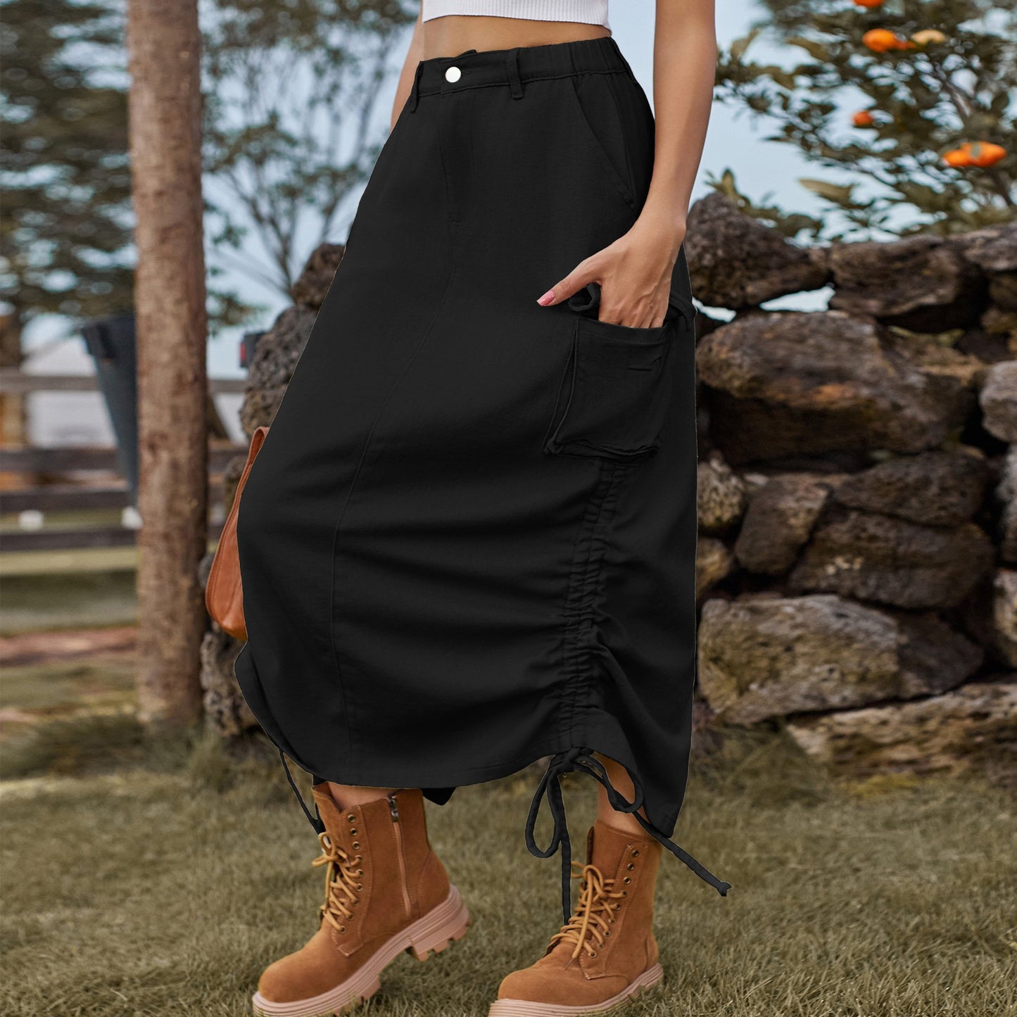 American Denim Casual Midi Skirt Pi-Mart